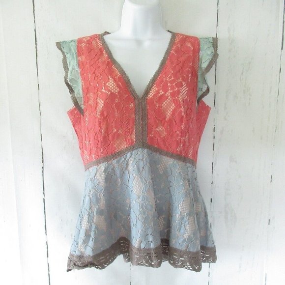 Sundance Tops - Sundance Top M Medium Lace Flutter Short Sleeve Boho Peasant